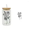 Window Stickers Beautiful Flower UV DTF Wrap Transfer Sticker For 16Oz Glass Cup Print Waterproof Diy Easy To Use D8957