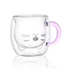 Wine Glasses Double-layer Heat-resistant Glass Cup Creative Cartoon Double Wall Coffee Juice Home Milk Water Breakfast