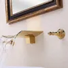 Bathroom Sink Faucets Free Ship Modern Ti-PVD Gold Waterfall Wall Mount Bath Widespread Faucet Tap