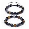 Bracelets extensibles en perles de pierre semi-précieuse pour hommes et femmes, Yoga de guérison, 8mm 10mm, œil de tigre naturel, perles d'agate d'obsidienne