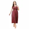 Plus Size Sexy V-Neck High Cintura Lg Dres com Irregular Cross Tie Up, Luxuoso e Elegante Backl Party Knit Dr 4XL h0xf #