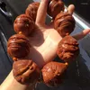 Strand Indonesia Large Carved Qi Tian Da Sheng Monkey Head Red Core Olive Beads Bracelet