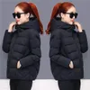 Nouveau Black Fi Puffer Manteaux d'hiver à capuche Manteau Cott Vestes lâches Femmes Court Down Cott Veste Casual Femme Outwear F5kv #