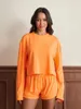 Ubrania domowe kobiety S 2 -częściowa piżama set okrągły szyję luźne topy elastyczne talii
