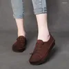 Casual skor kvinnor läderlägenheter mjuka loafers kaffe mary jane retro ballat handgjorda äkta kinesiska 2024