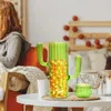 Opslagflessen Cactus Snoeppot Container Groene Vorm Snack Met Deksel Gestreept Glas Thee Koffie Voor Aanrecht