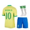 Kids Football Brazils Kit Copa America Cup Soccer Jerseys Camiseta de Futbol Paqueta Raphinha Football Shirt Maillot Vini Jr Brasil Richarlison Neymar