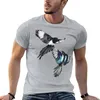 Polos pour hommes Flight Fight - Magpies In Midair T-Shirt surdimensionnés noirs