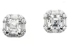 Stud Küpe Longxin 925 STRING Silver Asscher Kesme Oluşturuldu Moissanit Ruby Taş Düğün Basit kulak saplamaları Güzel Takı Hediyesi