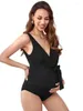 Maillots de bain pour femmes Maternité Maillot de bain une pièce Col V Grossesse Élégant Cravate Front Bowknot Maillot de bain Été