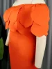 women Formal Dres Exaggerate Ruffle Tube Top Back Split Orange Sheath Dr Plus Size Lady Party Date Out Night Gowns m8z5#