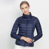 Vrouwen Witte Eend Donsjack Winter Herfst Vrouwelijke Ultra Lichte Donsjacks Slanke Effen Lg Mouw Parka Snoep Kleur Zip jas W82r #