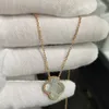 Designer Brand High Edition Gloden van vier bladgras ketting dames natuurlijke grijze fritillaria gelukkige hanger dik vergulde 18k rose goud agaat