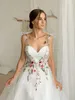 Lsyx Brodé Floral Coloré Mariage Dres Chérie Backl Robe De Mariée À Lacets Fée Bohème Robe De Soirée De Mariage I7Xy #