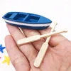 Decorative Figurines Vintage Decor Miniature Boat Oars Canoe Model Mini Figurine Ocean Beach Scene Ornament Plant Pot Micro Landscape