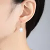 Pendientes colgantes clásicos simples de Plata de Ley 925 con gancho, gota de perla Natural redonda elegante para mujer de oficina, joyería fina Brincos JPSE042