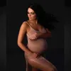 Maternity Dresses Pregnant woman photography rose gold champagne knitted small mesh pregnant woman dress V-neck elastic waist prop for photo shootingL2403
