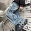 2023 Cyber ​​Y2K Fi Wed Azul Plissado Baggy Jeans Calças Homens Designer Roupas Reta Larga Perna Calças Jeans Ropa Hombre V6zr #