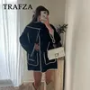 Trafza 2023 Kvinnor Autumn Winter Casual Zigzag Scarf Collar Jackets FI Loose Streetwear Elegant Demi-Seas Jacket For Women 50FA#