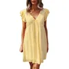 Casual Dresses Loose Floral Holiday Beach Dress Women V Collar Sexy Short Sleeved Chiffon Summer Woman'S