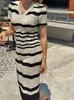 Party Dresses Summer Sticked Midi Dress Women Randig BodyCon Sexy Ladies Hollow Out Fashion Woman 2024 Vestido Mujer