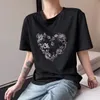 T-shirt respirant à col rond pour femmes, haut de styliste brodé de fleurs à paillettes, petit col rond, printemps 2024