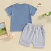 Conjuntos de roupas da criança do bebê menino roupas de verão carta bola impressa manga curta camiseta top shorts conjunto bonito 2 pçs roupa casual