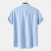 Camisas casuais masculinas camisa diária manga curta verão elegante gola de lapela com design sem costura elástico para confortável