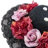 Articoli per feste Lolita Mini cappello a cilindro floreale con perline Fiore gotico Cappelli piccoli Cosplay Pograph Copricapo fascinatore
