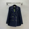 Cappotto giacca blazer da donna di design Abbigliamento giacche blazer da donna Stile accademico primavera autunno nuovo top nero blu rilasciato