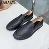Casual Shoes Simple Designer Classic Brand Flats Loafers Spring Girls 'Lazy Mules Round Toe Flat Heel Soft äkta läder Mujer