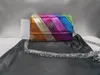 Mirror Quality Designer Bag Kurt Geiger Handbag Rainbow Stripes Bag Luxury Leather Purse Women Man Shoulder Bags Clutch Flap Tote Heart Bag Envelope Crossbody Påsar