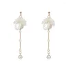 Boucles d'oreilles en acrylique de qualité supérieure pour femmes, longues pampilles en perles, tendance, filet rouge, même modèle de tempérament, à la mode