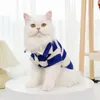 Camicia per abbigliamento per cani T-shirt con risvolto per animali domestici a righe alla moda Comoda felpa per gatti di piccole dimensioni per pullover a due gambe traspirante per cuccioli