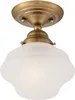 Ceiling Lights Floating Rustic Farmhouse Light Semi Flush-Mount Fixture 7" Wide Brass White Frosted Glass Shade For Bedroom Schoolhouse