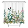 Shower Curtains Spring Green Plant Curtain Set Hooks Bathroom Accessories Polyester Bath Mildew Resistant Waterproof Home Decor