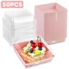 Backformen 50 Stück Kuchen Dessert Donut Box mit klaren Deckeln Keks Bäckerei Sandwich Verpackung Hochzeit Geburtstag Party Weihnachten Home Supply