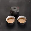 Zestawy herbaciarni retro piec zmieniono szorstką ceramikę jeden garnek i dwie filiżanki z zestawem herbaty ręcznie wykonany ceramiczny przenośny czarny producent