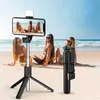 Selfie Monopods Bluetooth sans fil Selfie bâton Mini trépied pliant monopode extensible avec lumière de remplissage obturateur à distance pour IOS Android téléphone tenir 24329