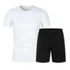 Herren Trainingsanzüge Sportbekleidung Set Sommer Casual Outfit O-Ausschnitt Kurzarm T-Shirt mit elastischem Kordelzug in der Taille Shorts Taschen