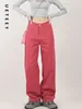 Jeans da donna UETEEY Rosa Pantaloni larghi a vita alta a gamba larga Pantaloni casual Y2k Moda 2024 Fidanzato Denim allentato dritto