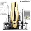 1-14 Pcsset 600 ml 750 ml en acier inoxydable Cocktail Shaker mélangeur boisson barman navigateur Kit barres ensemble outils avec support de casier à vin 240319