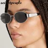 Sonnenbrille Mode Oval Frauen Männer 2024 Designer Metall Rahmen Sonnenbrille Für Weibliche Vintage Runde Shades Brillen