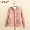 Jfuncy Women Winter Parkas 2022 Fi Kurtki damskie polar z kapturem wiatroodporny ciepły krawatowy płaszcz krawatowy różowy niebieski khaki v3pn#