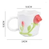 Mugs Personalized Ceramic Coffee Mug With 3d Rose Pattern Exquisite Tea Cup Christmas Birthday Surprise For Women Home Drinkware