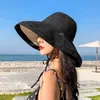 Chapeau de soleil pour femmes, chapeau seau double face pliable, chapeau de plage d'été à larges bords UV