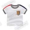 Designer petits enfants poche à carreaux T-shirts tout-petits garçons rayures col rond manches courtes T-shirts été enfants coton hauts décontractés Z7394