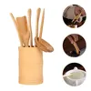 Conjuntos de Teaware 6 PCs Sacos de chá chineses Cerimônia Supplies Bamboo Spoon China Fu Acessórios Clipe Green