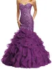 2020 Kralen Mermaid Prom Dres Lg Sweetheart Sleevel Rhinestes Formele Avond Party Jurken Vrouwen Robe De Soiree F69s #