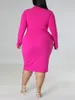 lw Plus Size dr V Neck Bodyc Dr Automne Hiver lg manches élégant dr party club Hip Wrap Dres midi k8k1 #